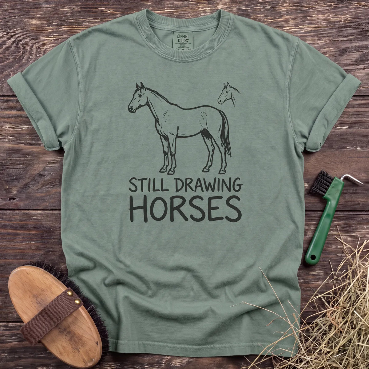 Still Drawing Horses T-Shirt in Bay [color: Bay]