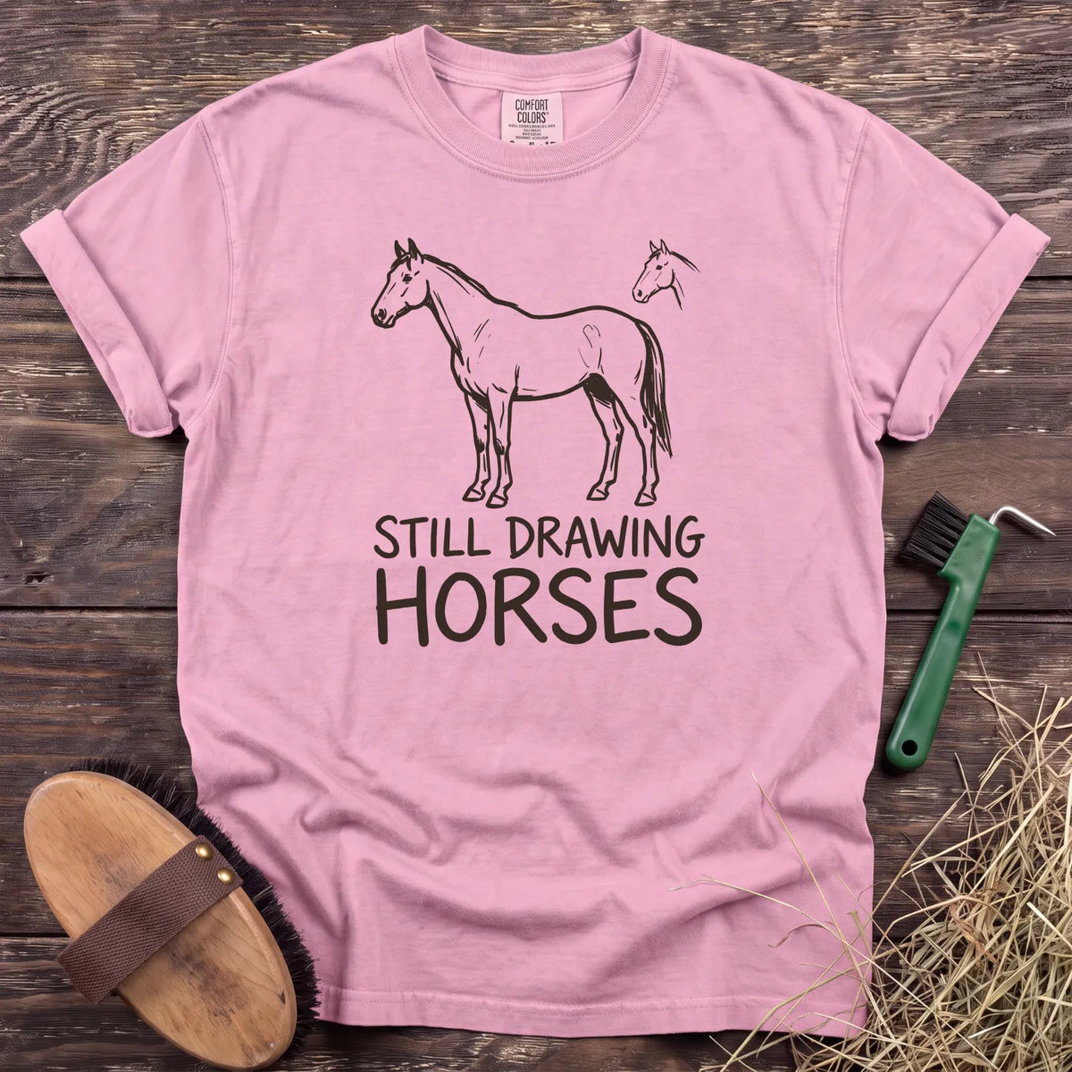 Still Drawing Horses T-Shirt in Blossom [color: Blossom]