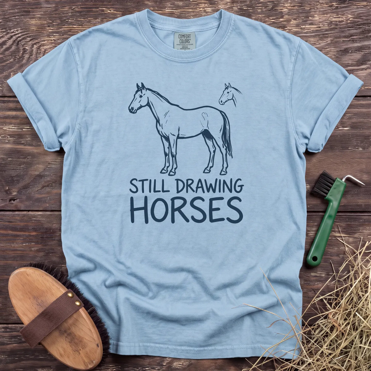 Still Drawing Horses T-Shirt in Chambray [color: Chambray]