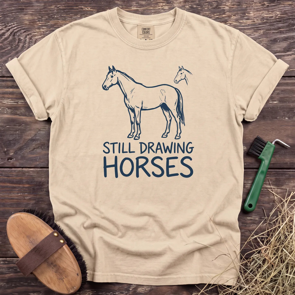 Still Drawing Horses T-Shirt in Ivory [color: Ivory]