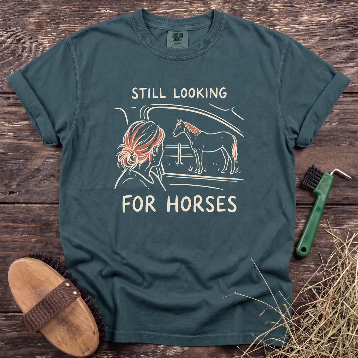 Still Looking for Horses T-Shirt in Blue Spruce [color: Blue Spruce]