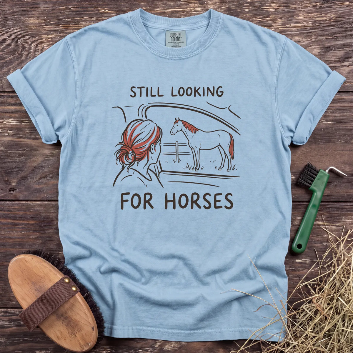 Still Looking for Horses T-Shirt in Chambray [color: Chambray]