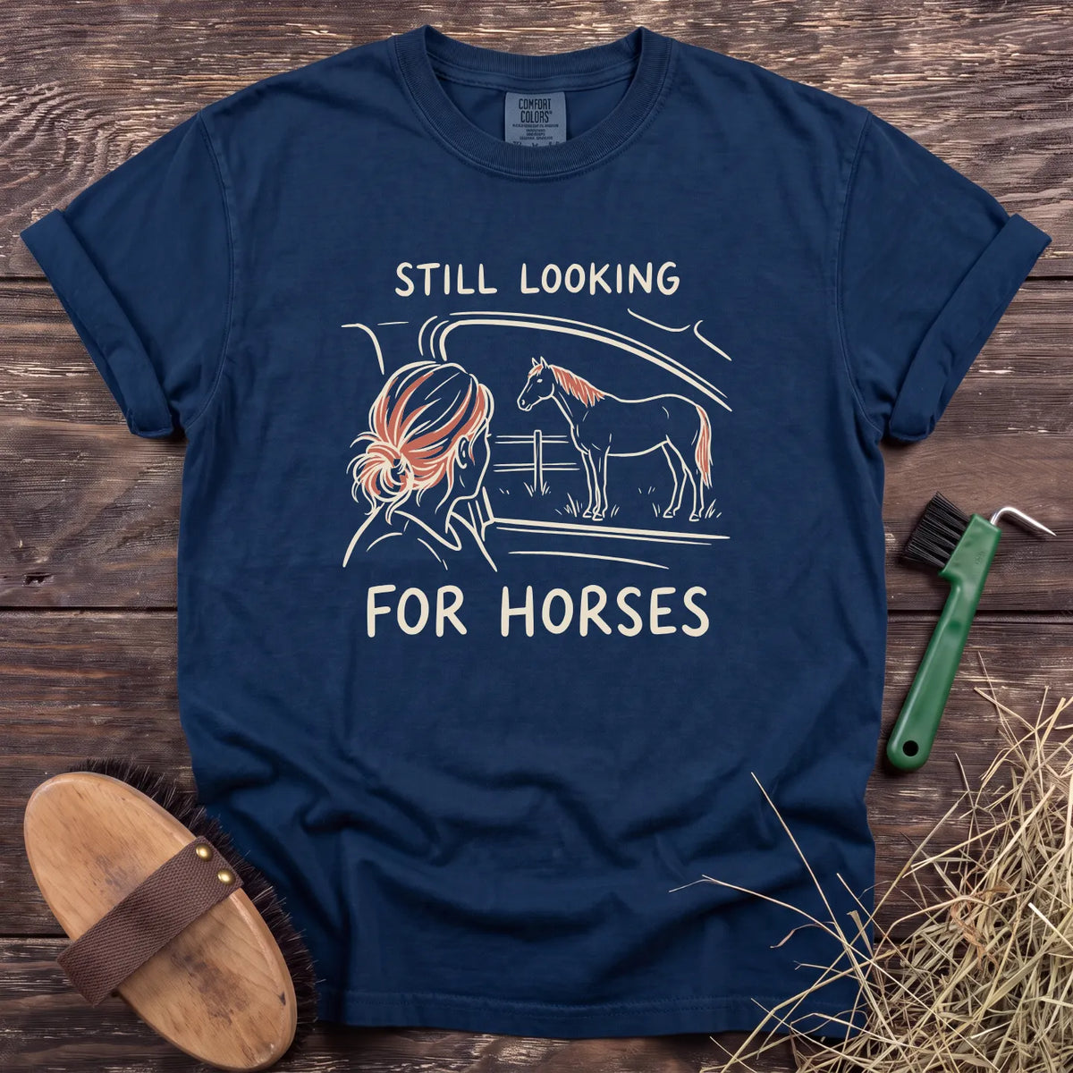 Still Looking for Horses T-Shirt in Navy [color: Navy]