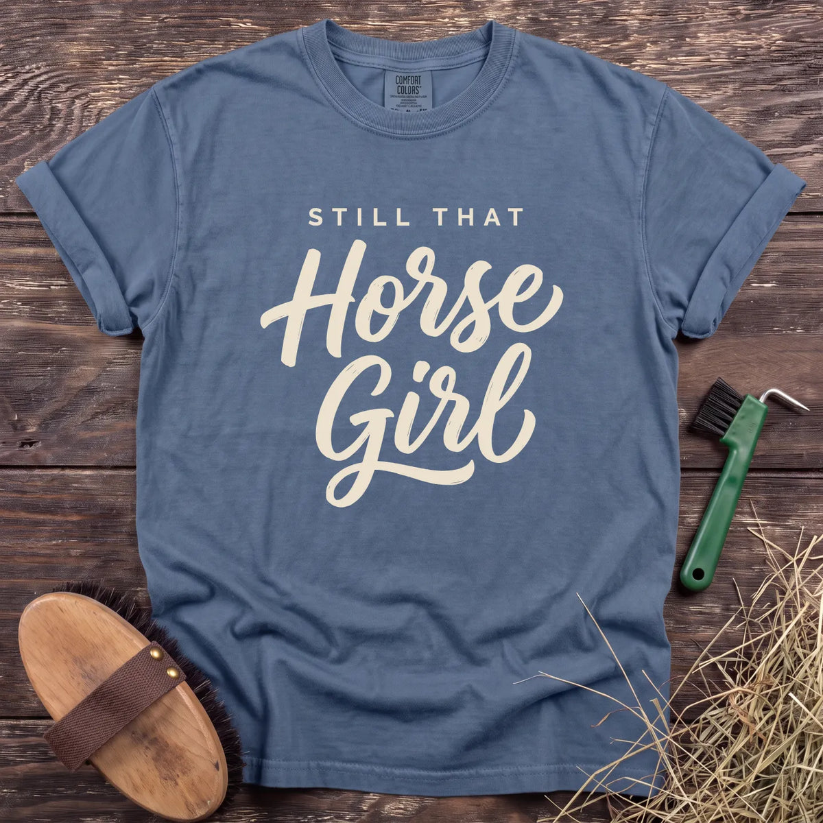 Still That Horse Girl T-Shirt in Blue Jean [color: Blue Jean]