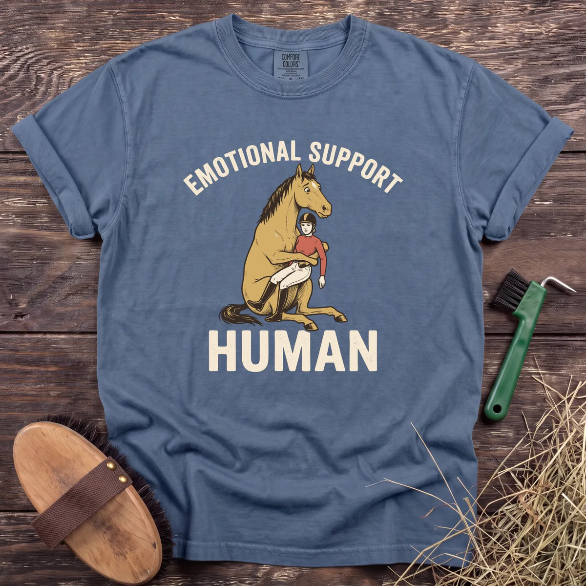Support Human T-Shirt in Blue Jean [color: Blue Jean]