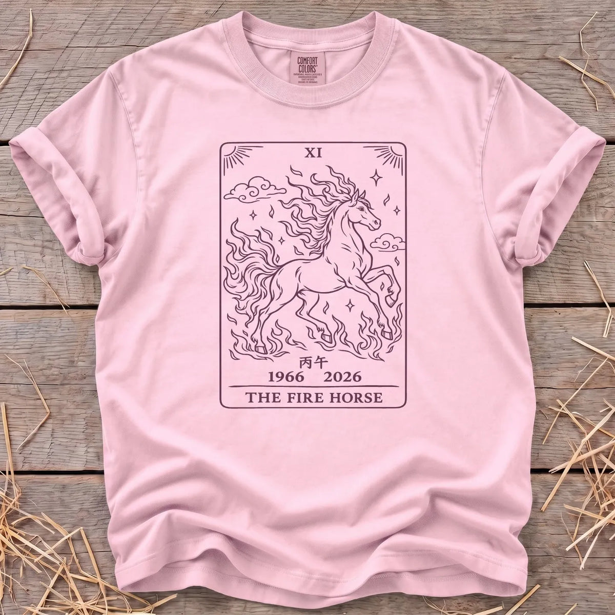 The Fire Horse T-Shirt in Blossom [color: Blossom]
