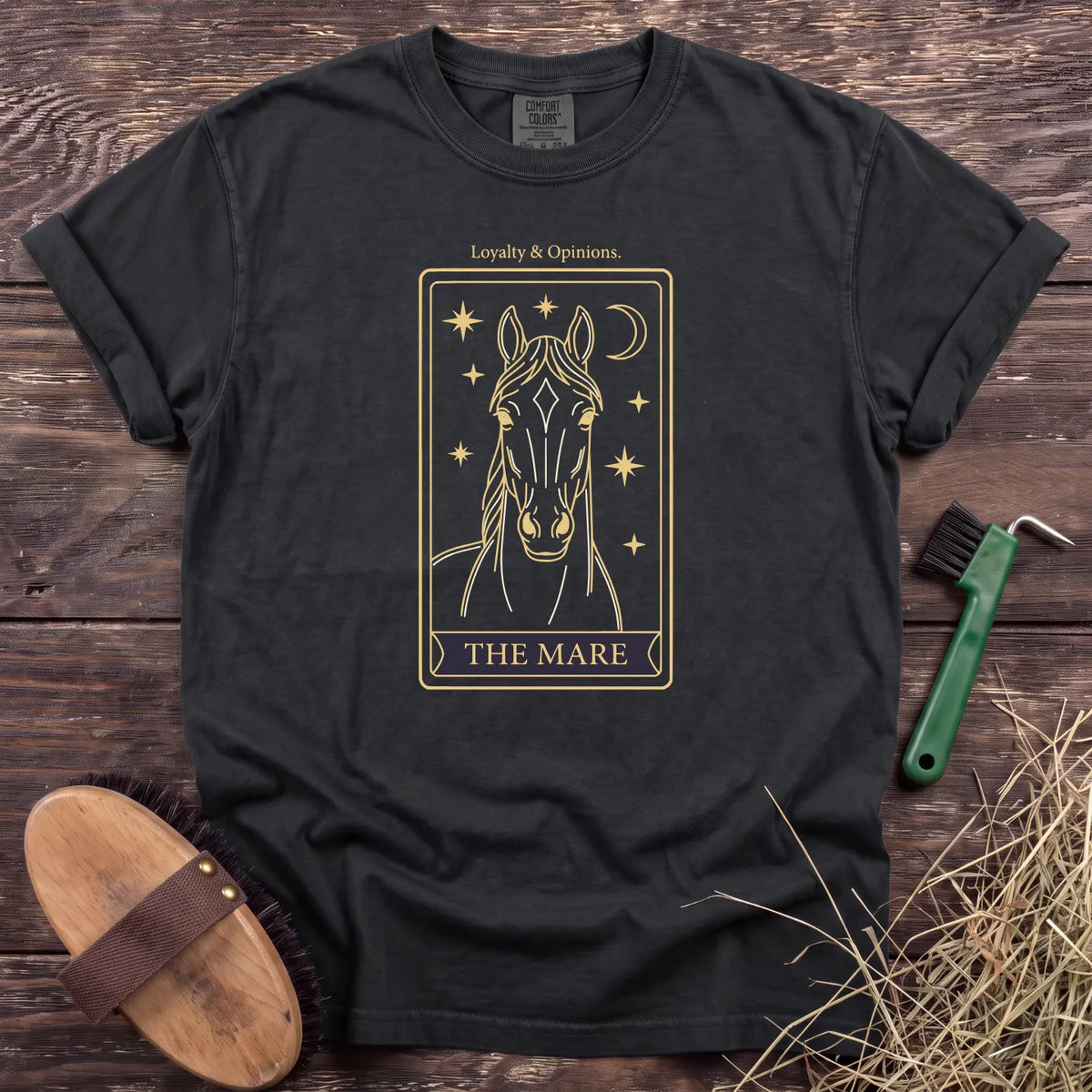 The Mare Tarot T-Shirt in Black [color: Black]