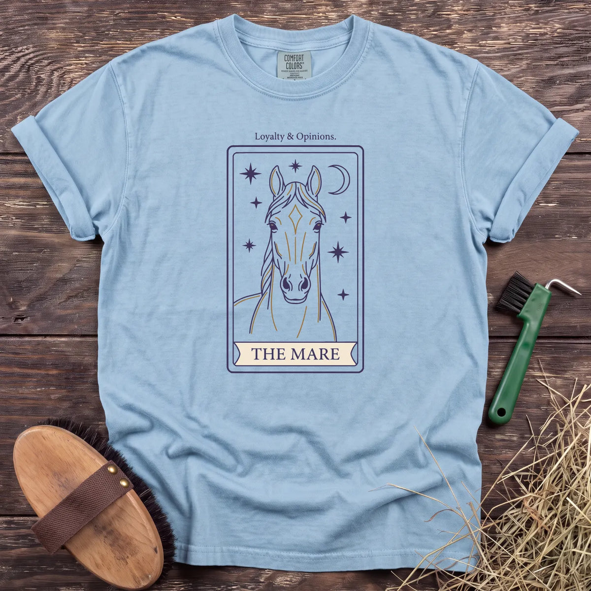 The Mare Tarot T-Shirt in Chambray [color: Chambray]