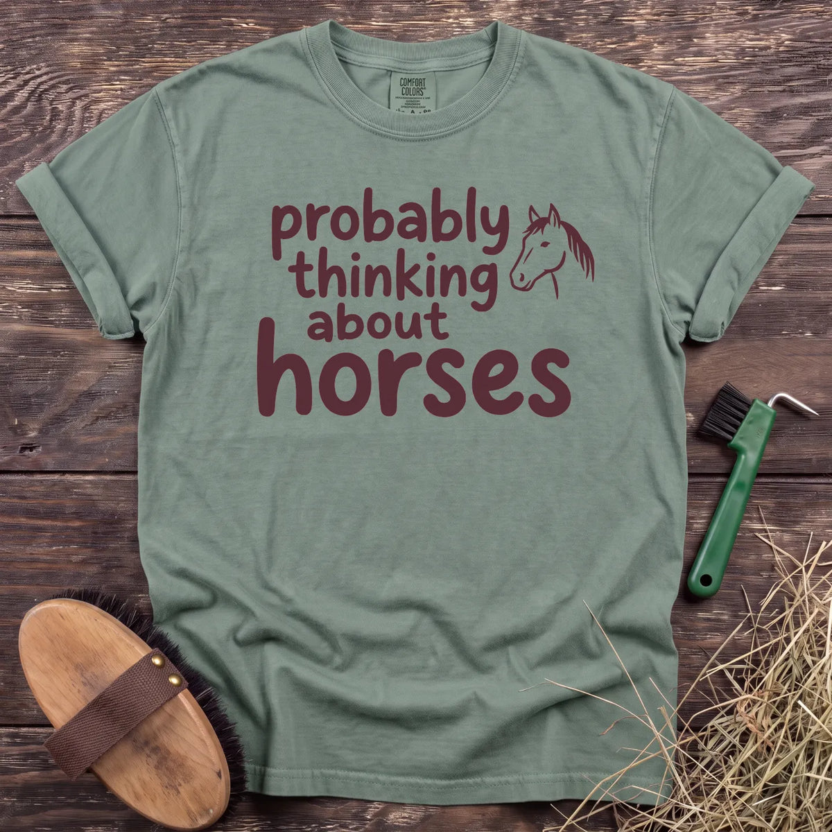 Thinking About Horses T-Shirt in Bay [color: Bay]