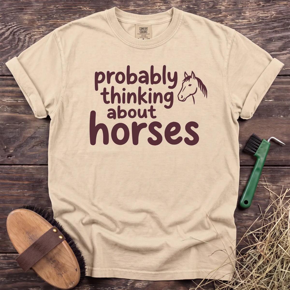 Thinking About Horses T-Shirt in Ivory [color: Ivory]