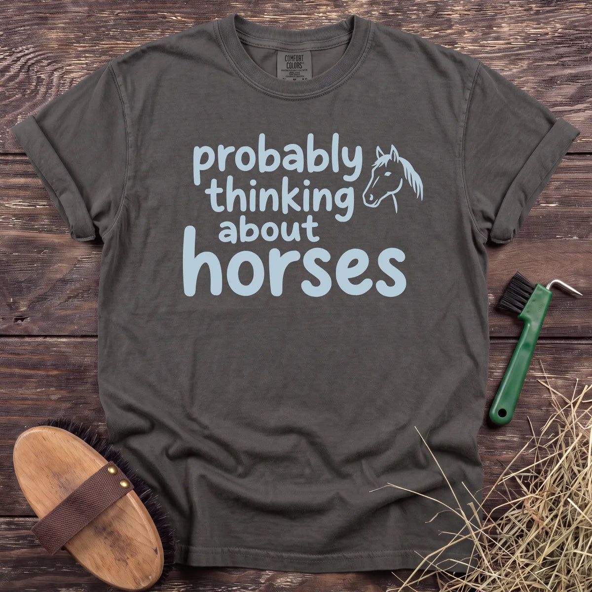 Thinking About Horses T-Shirt in Pepper [color: Pepper]