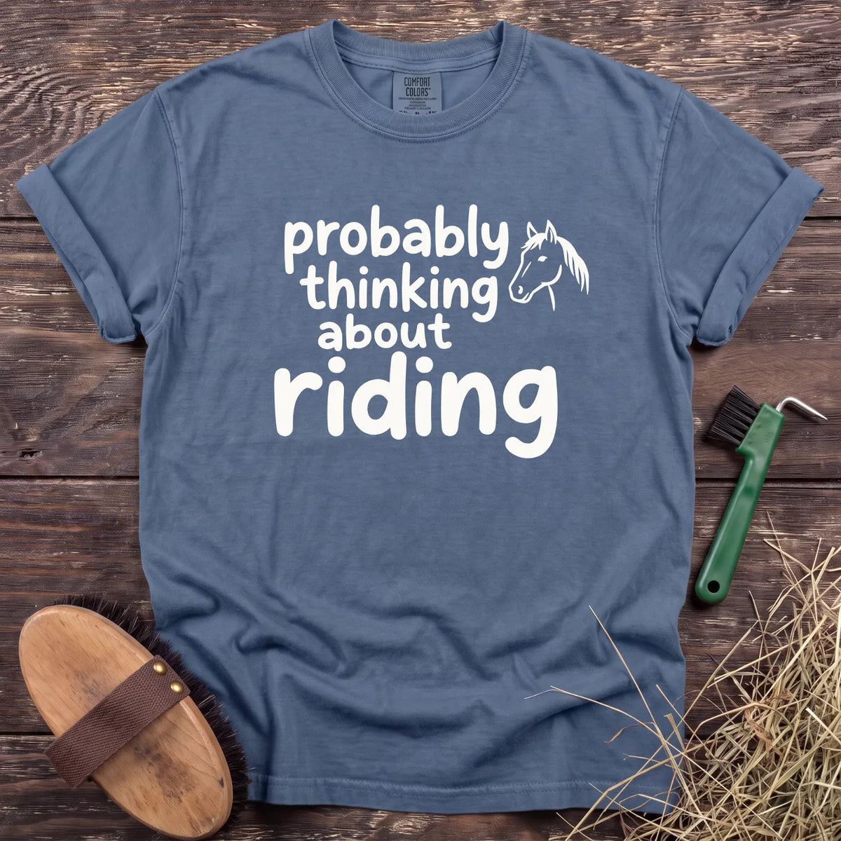 Thinking About Riding T-Shirt in Blue Jean [color: Blue Jean]