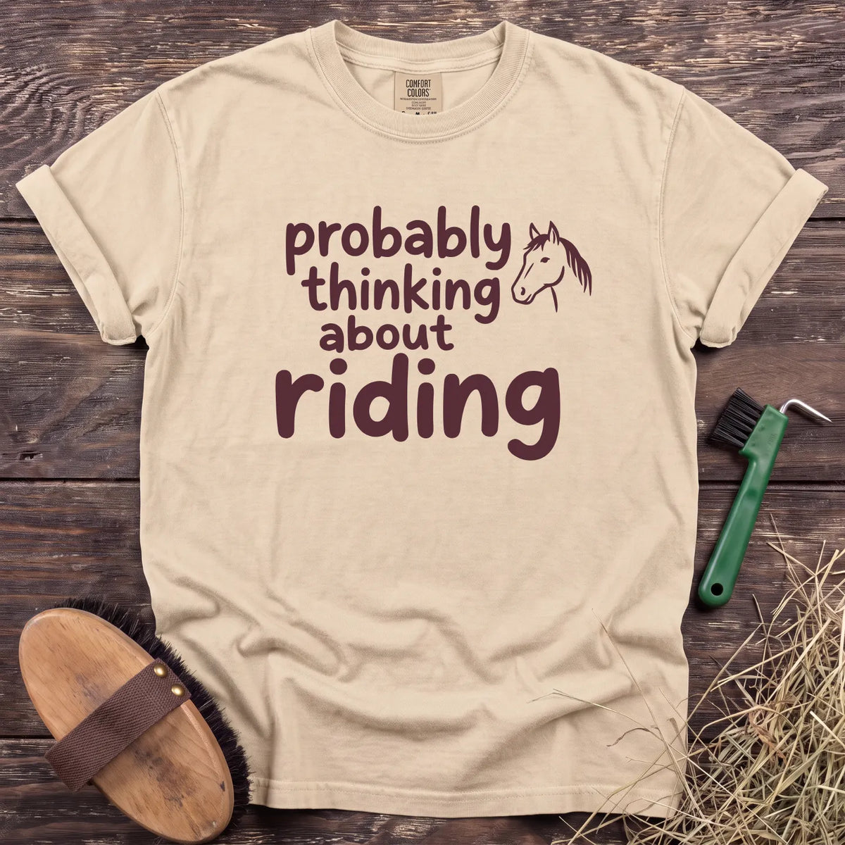 Thinking About Riding T-Shirt in Ivory [color: Ivory]