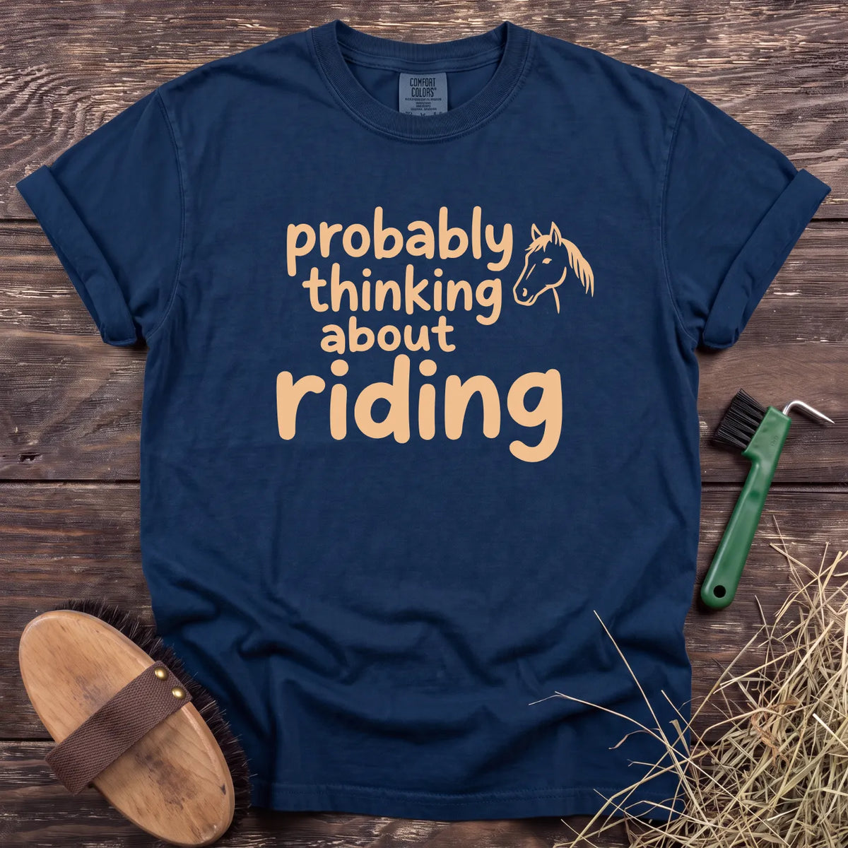 Thinking About Riding T-Shirt in Navy [color: Navy]