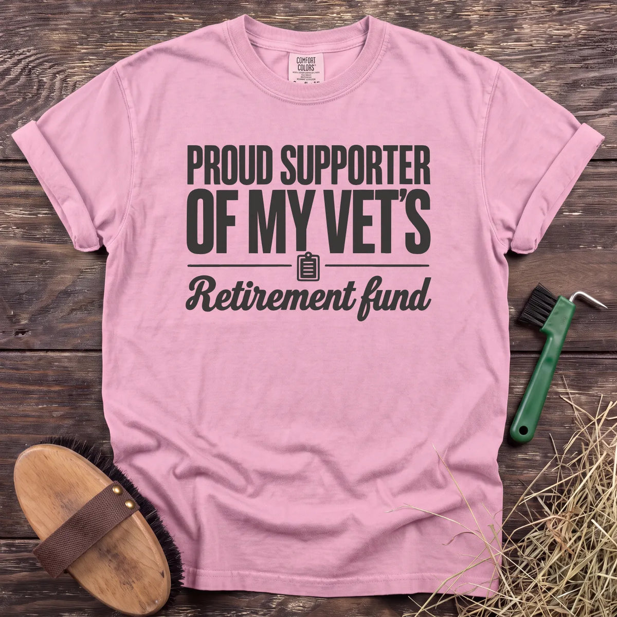 Proud supporter of my vet's retirement fund T-shirt in Blossom [color: Blossom]