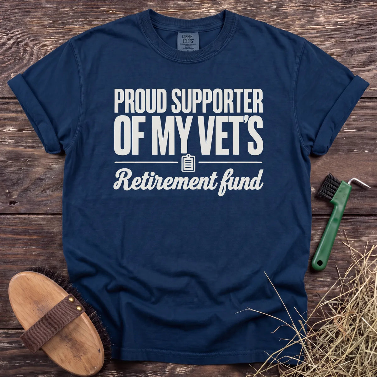 Proud supporter of my vet's retirement fund T-shirt in Navy [color: Navy]