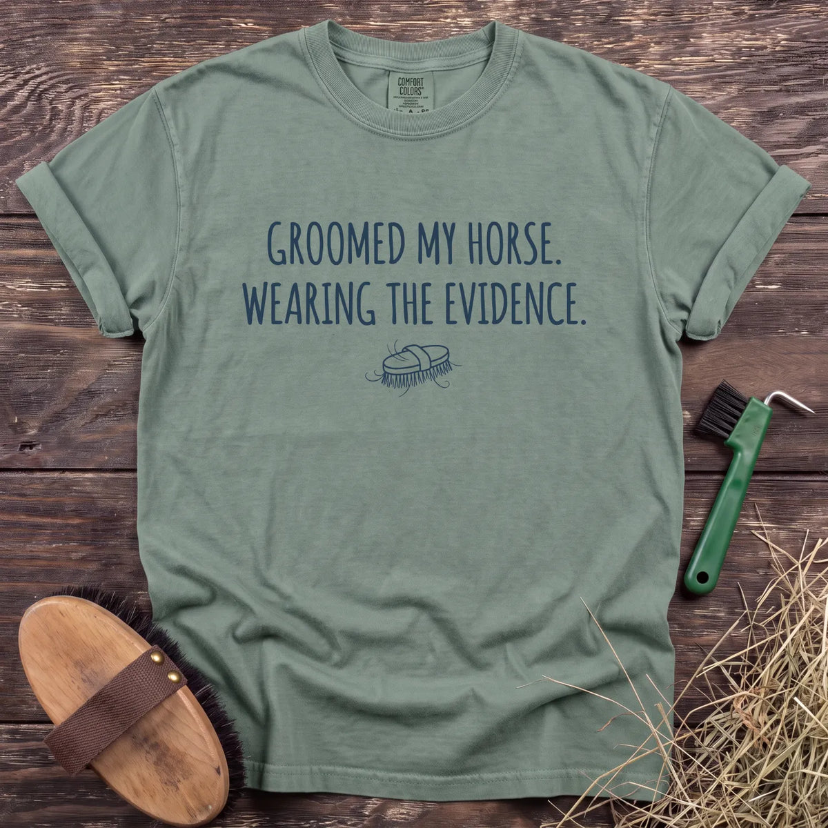 Wearing the Evidence T-Shirt in Bay [color: Bay]