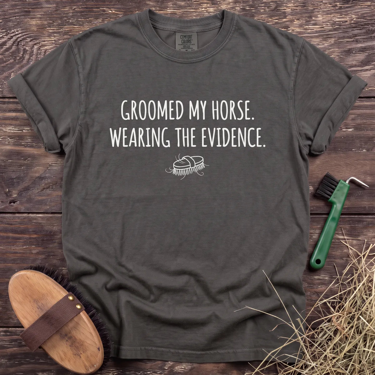 Wearing the Evidence T-Shirt in Pepper [color: Pepper]