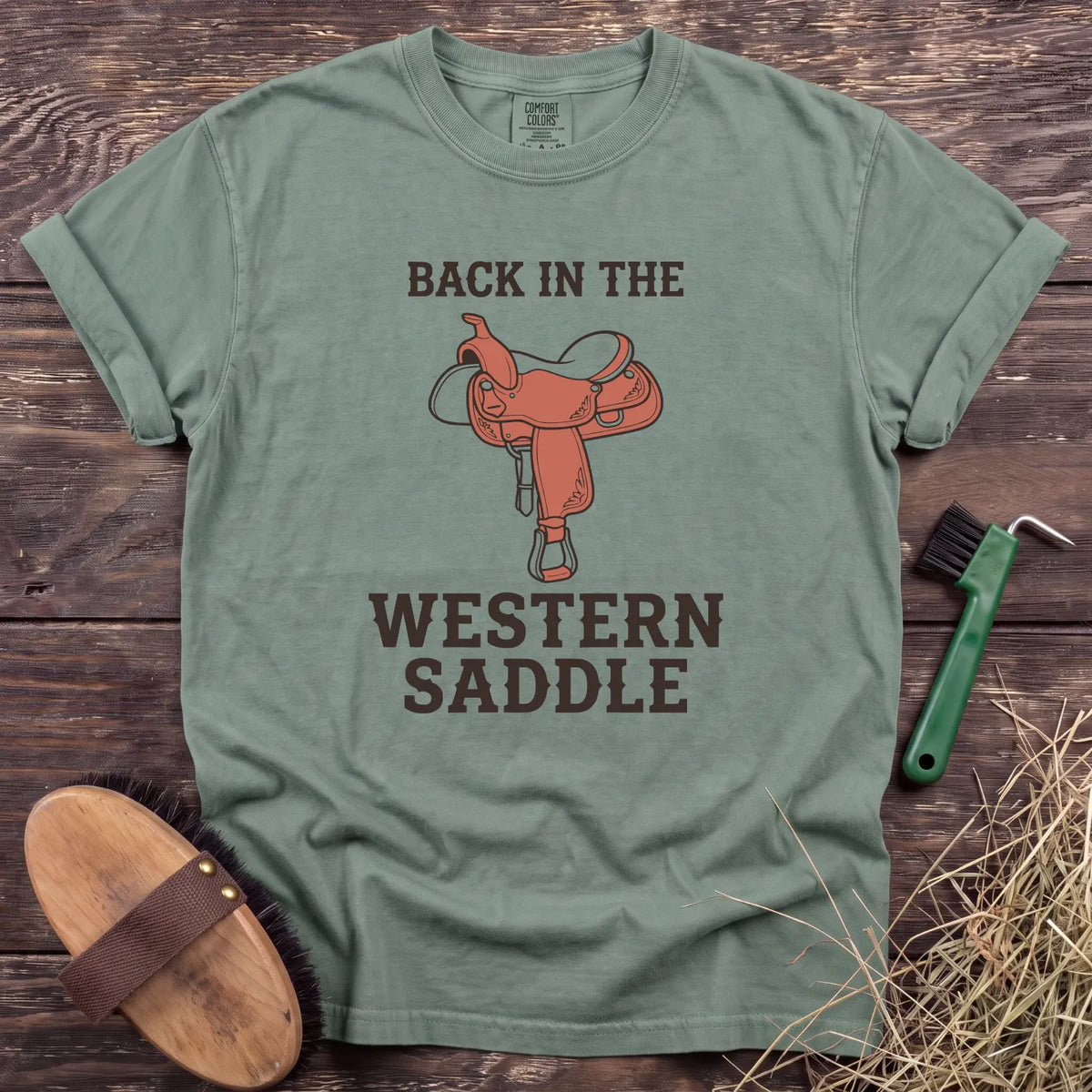 Western Saddle T-Shirt in Bay [color: Bay]