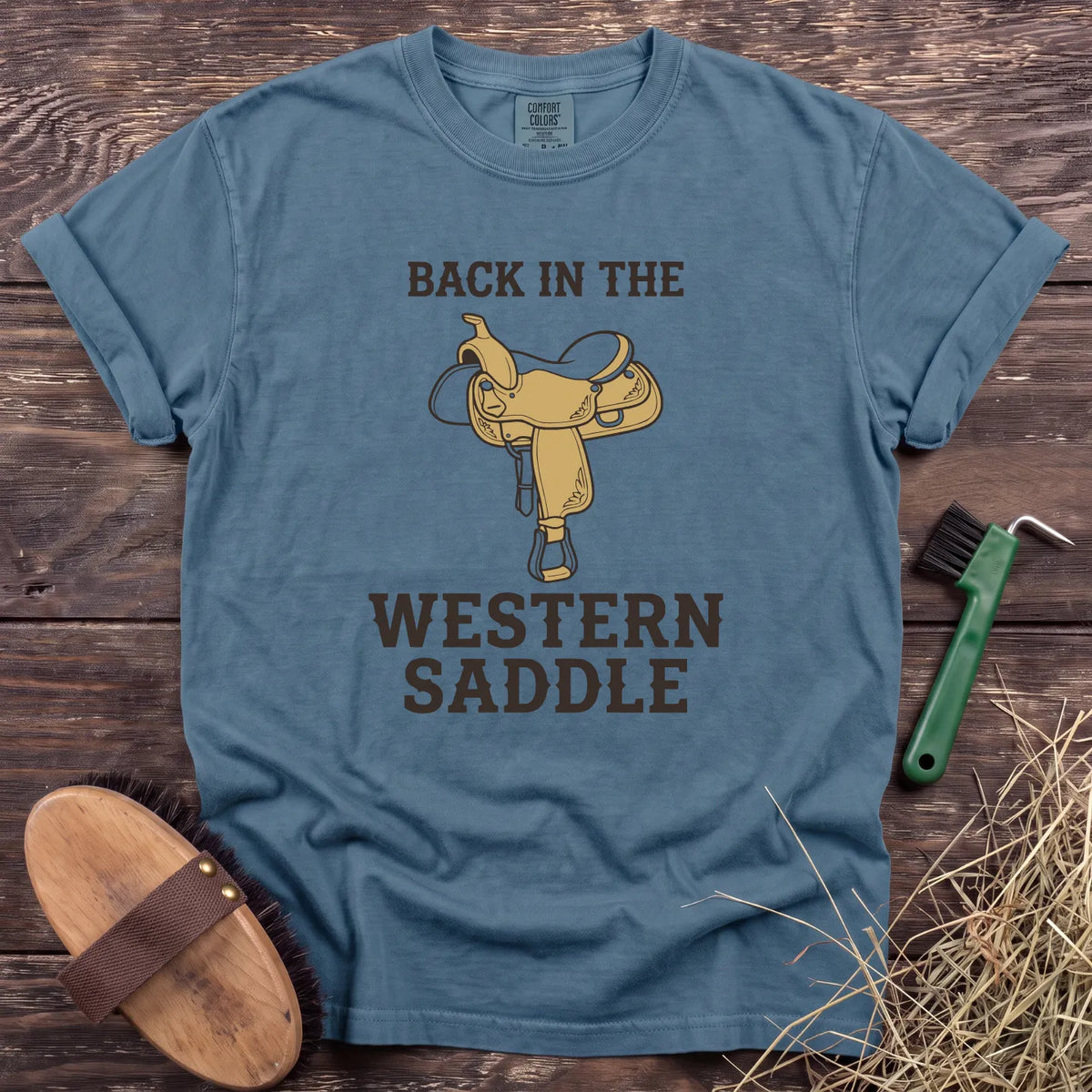 Western Saddle T-Shirt in Ice Blue [color: Ice Blue]