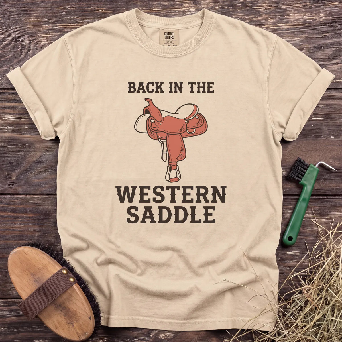 Western Saddle T-Shirt in Ivory [color: Ivory]