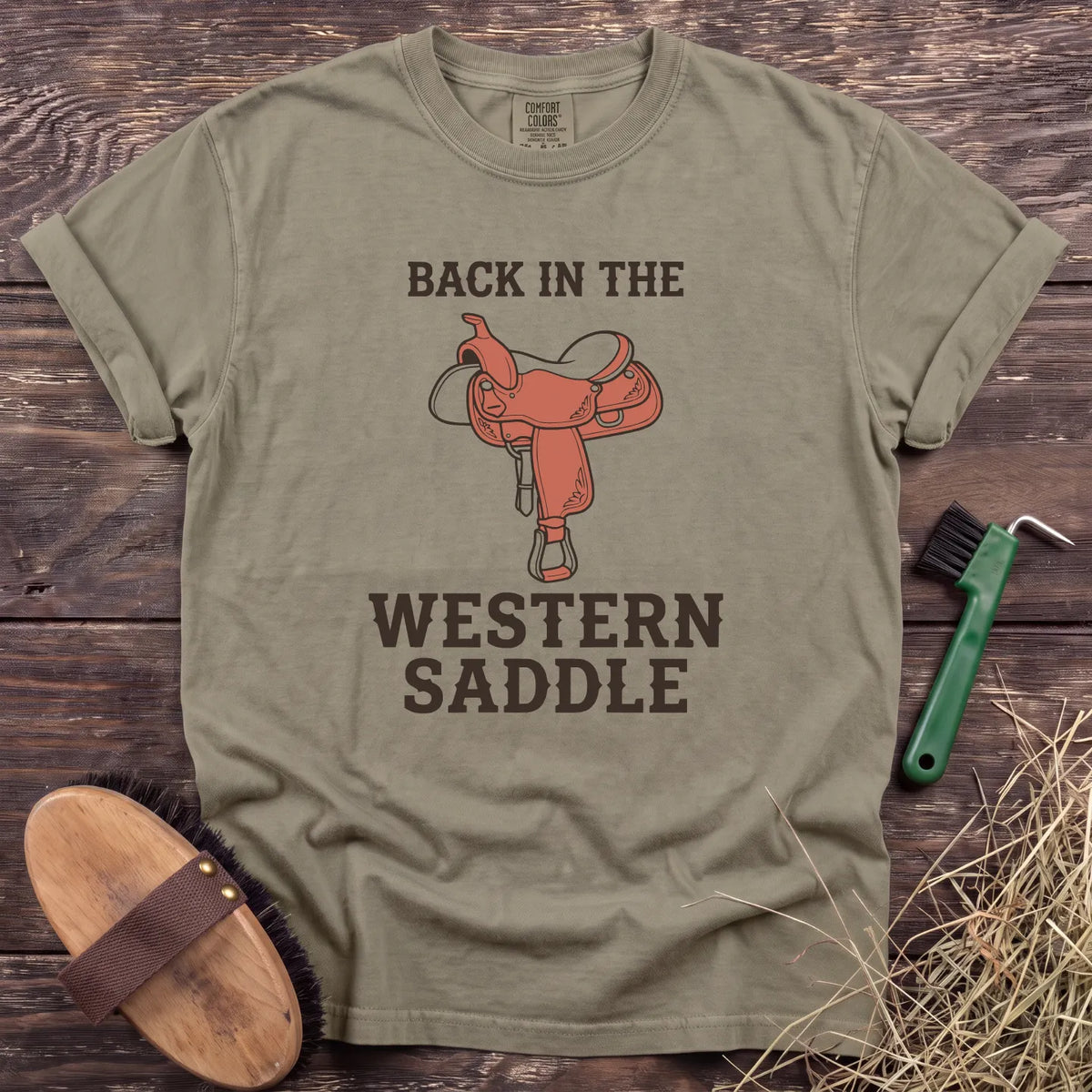 Western Saddle T-Shirt in Sandstone [color: Sandstone]