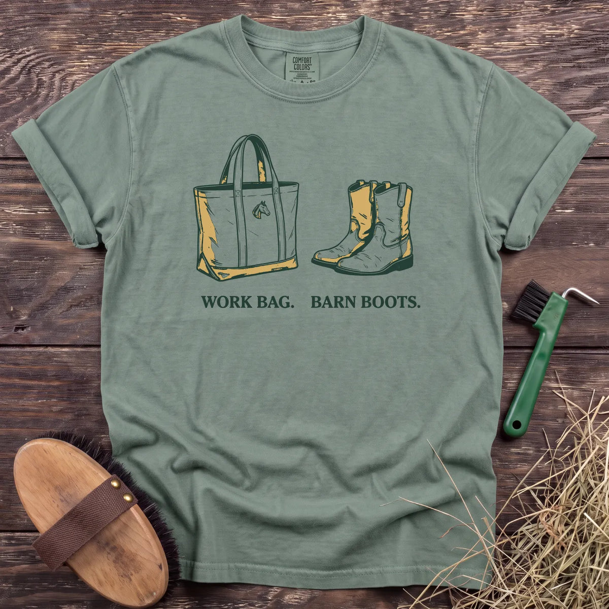 Work Bag Barn Boots T-Shirt in Bay [color: Bay]