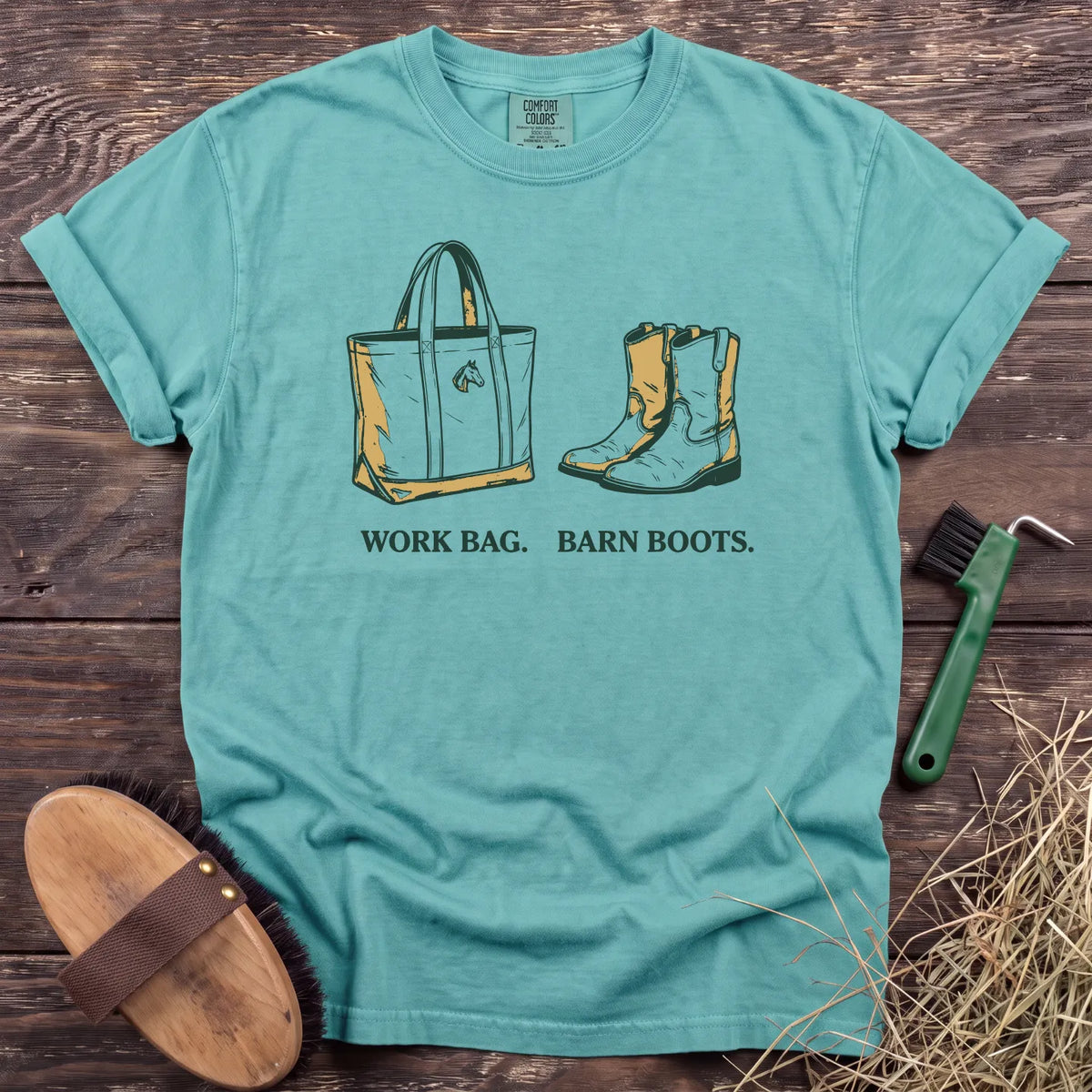 Work Bag Barn Boots T-Shirt in Chalky Mint [color: Chalky Mint]