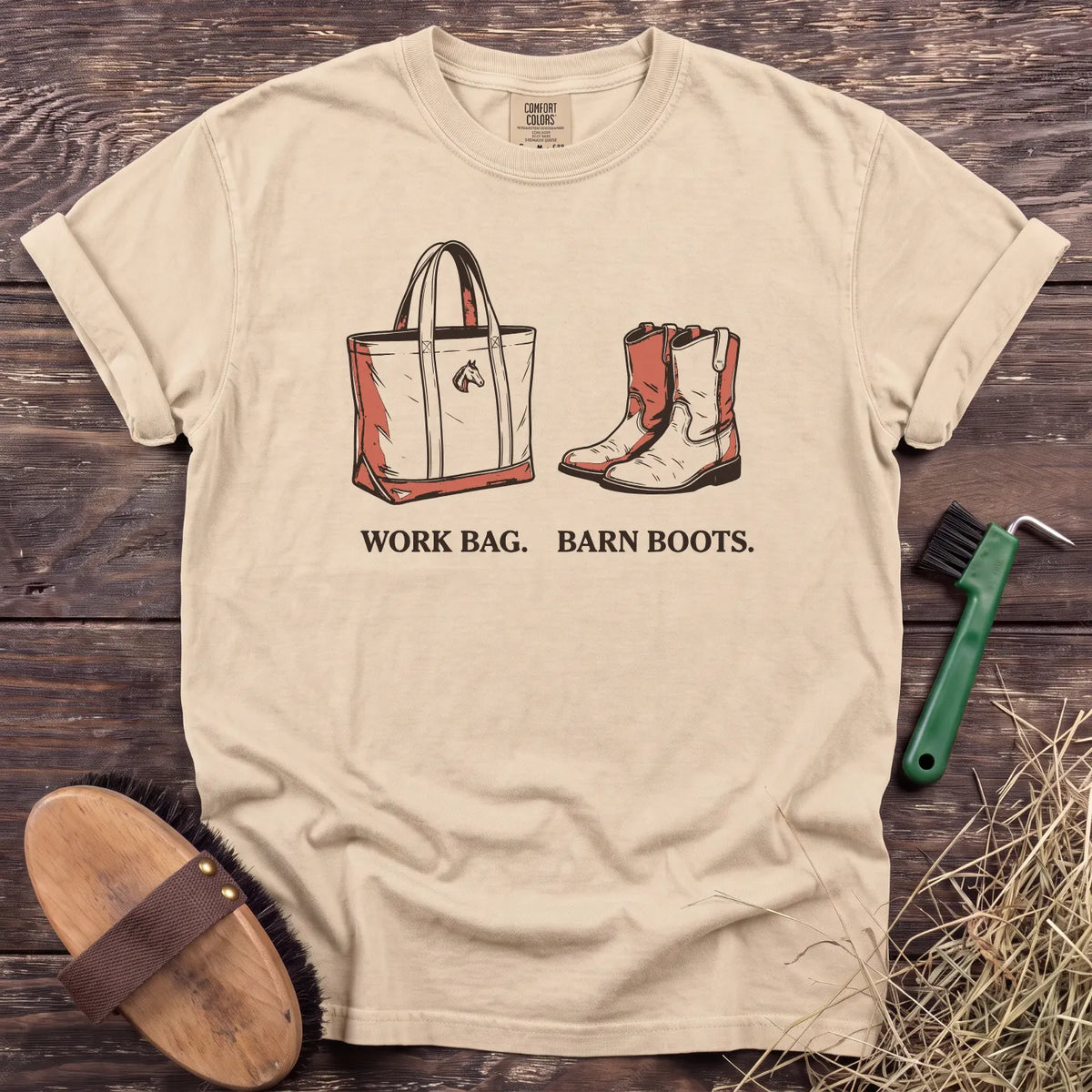 Work Bag Barn Boots T-Shirt in Ivory [color: Ivory]