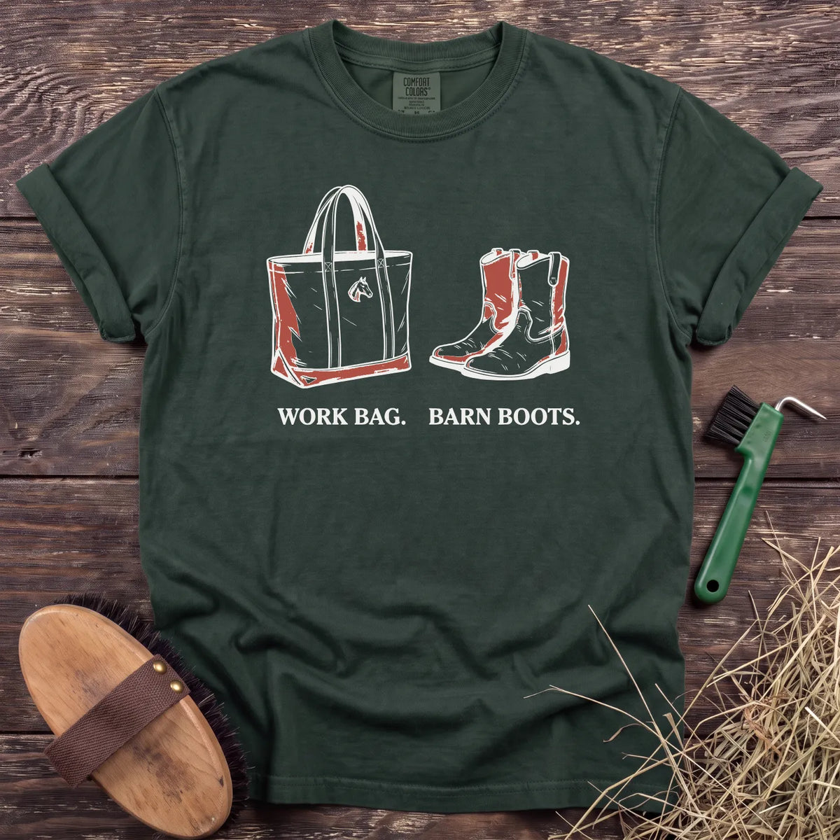 Work Bag Barn Boots T-Shirt in Moss [color: Moss]