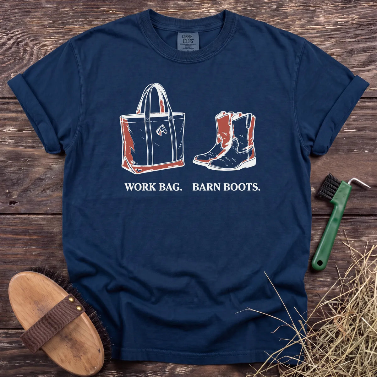 Work Bag Barn Boots T-Shirt in Navy [color: Navy]