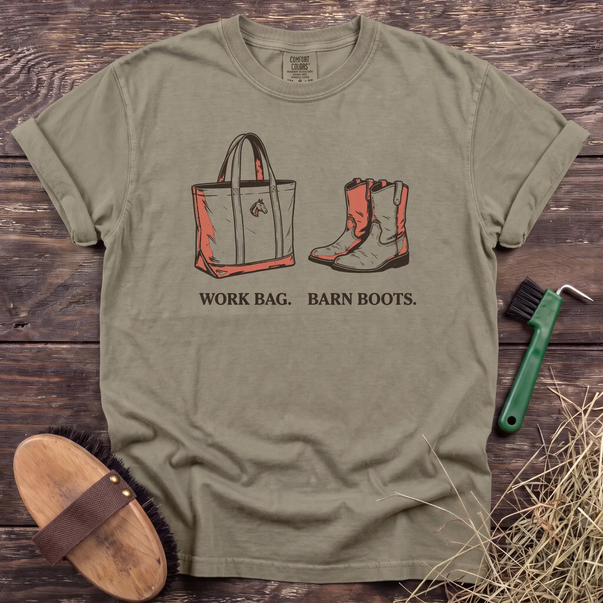 Work Bag Barn Boots T-Shirt in Sandstone [color: Sandstone]