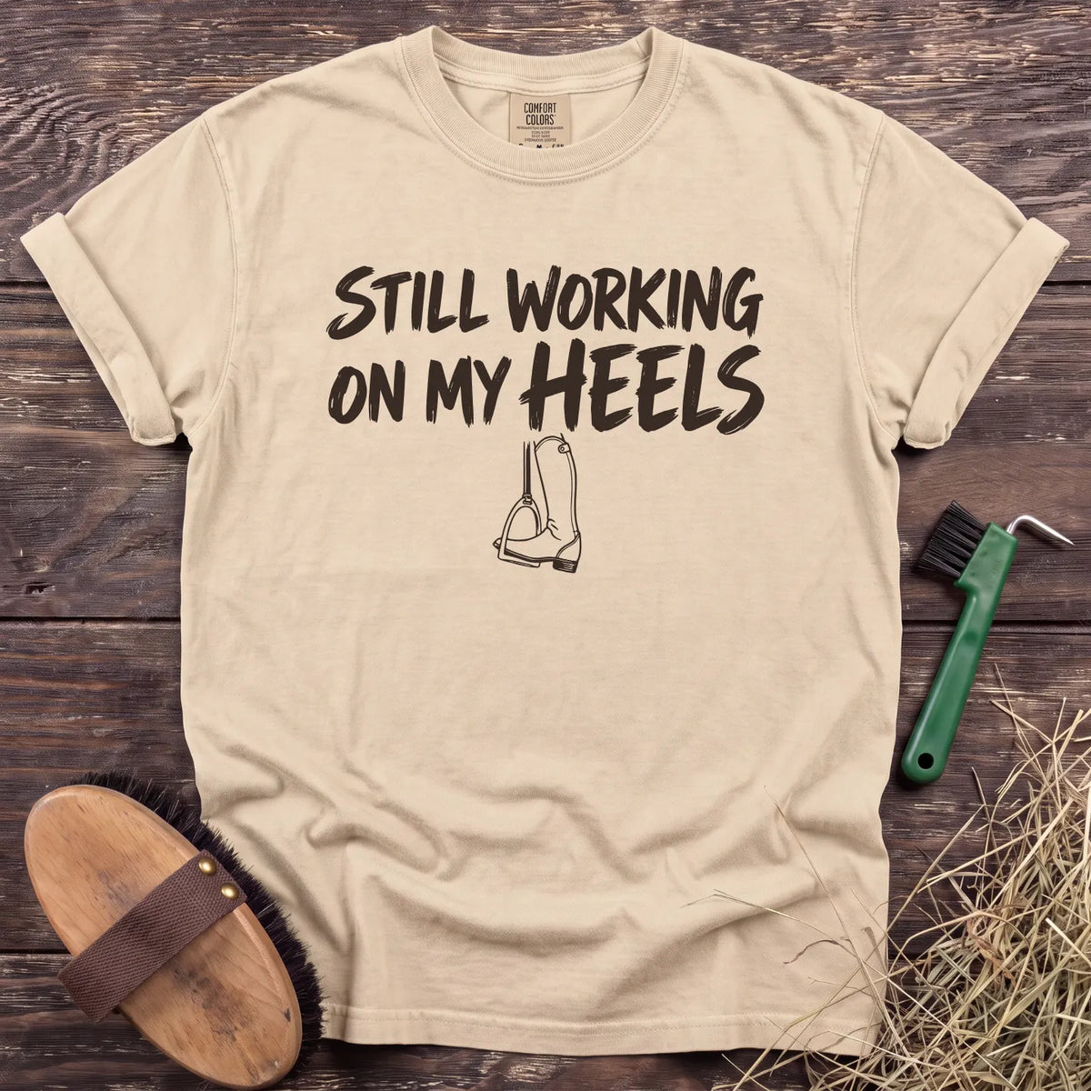 Working on My Heels T-Shirt in Ivory [color: Ivory]