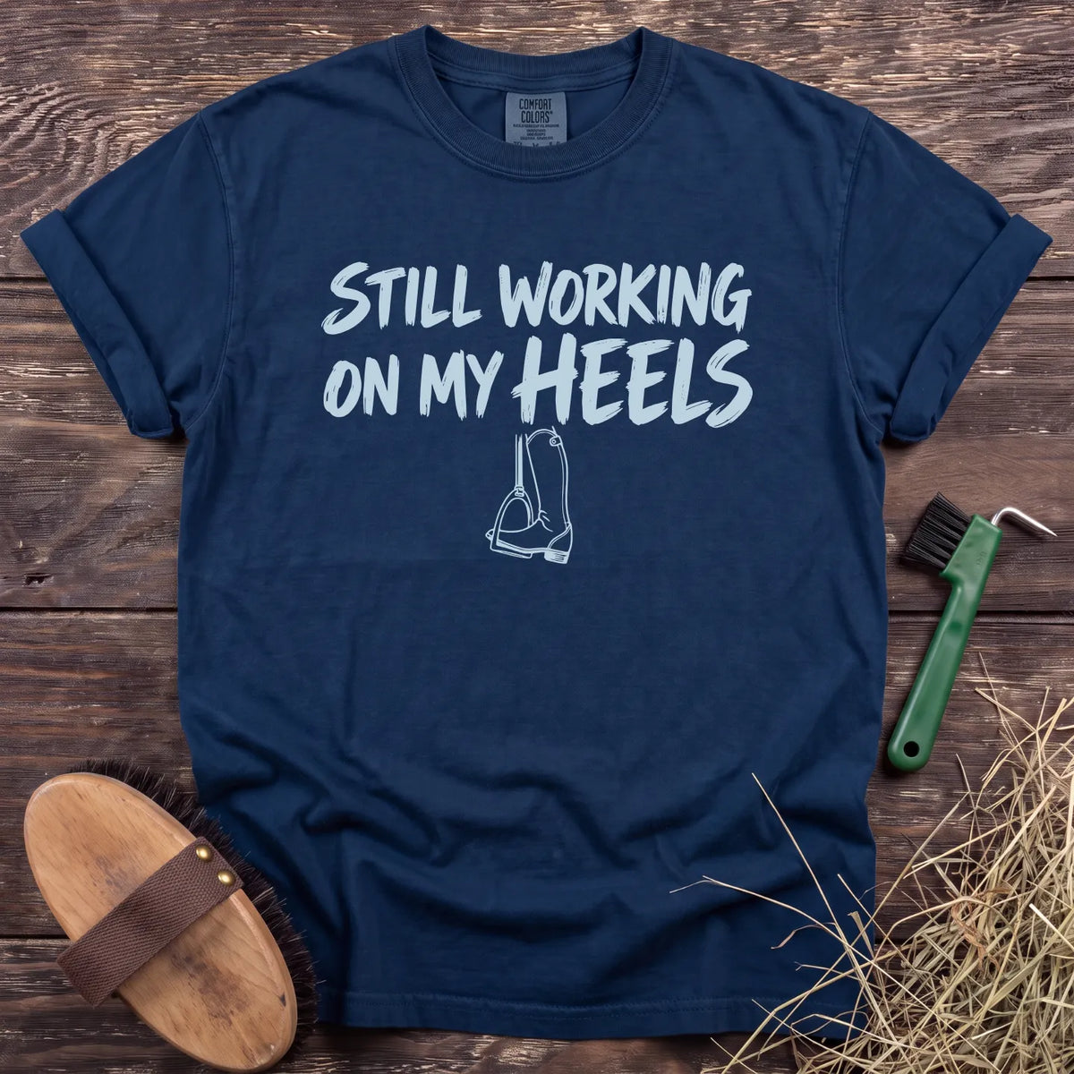 Working on My Heels T-Shirt in Navy [color: Navy]