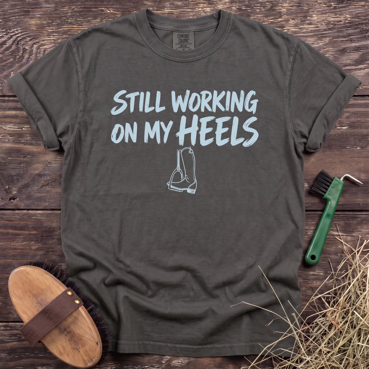 Working on My Heels T-Shirt in Pepper [color: Pepper]