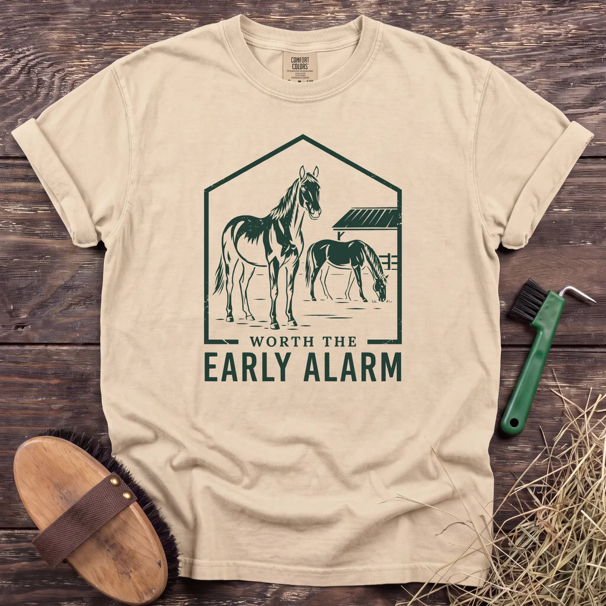 Worth the Alarm T-Shirt in Ivory [color: Ivory]