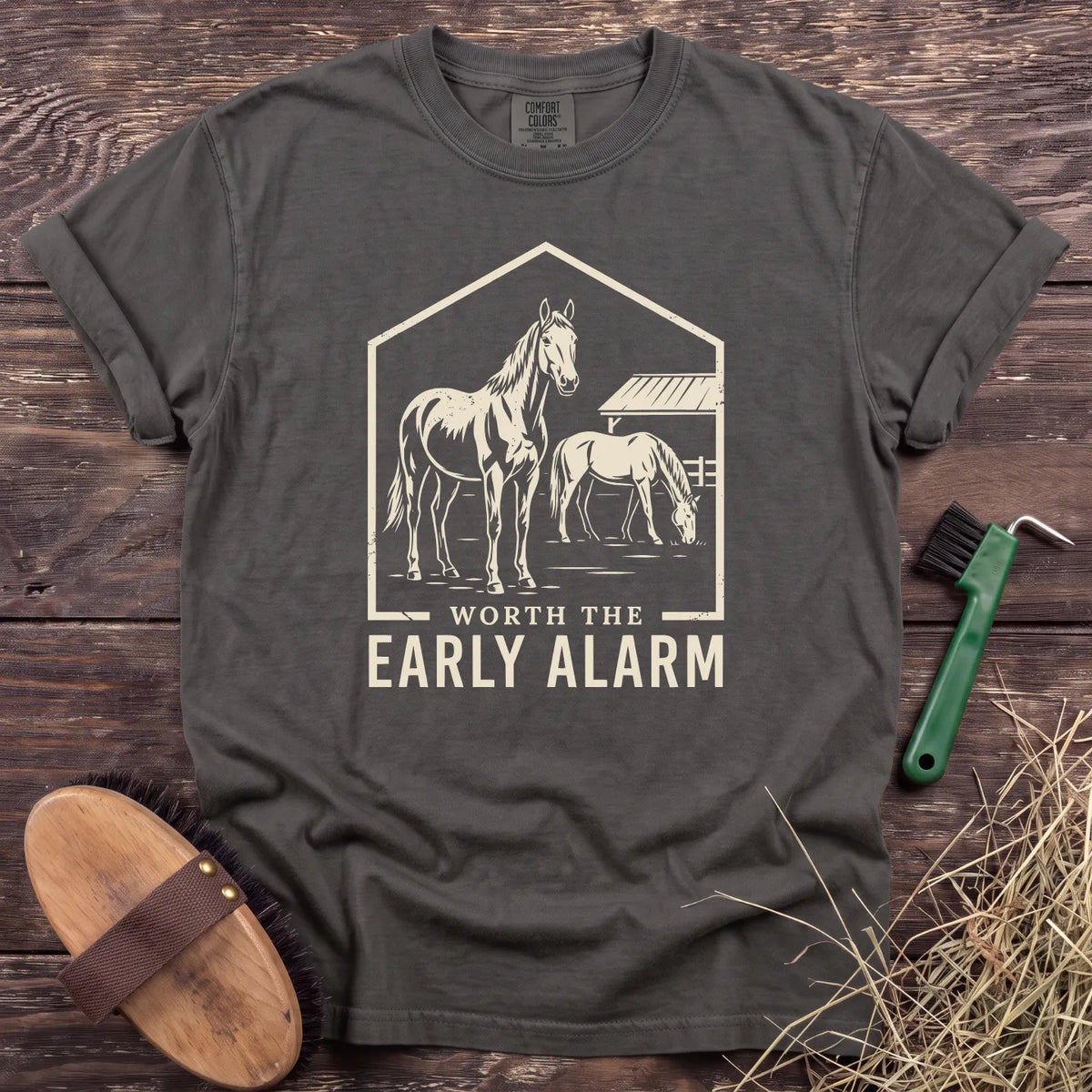 Worth the Alarm T-Shirt in Pepper [color: Pepper]